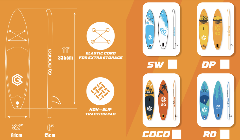 Planches SUP gonflables GQ-RD
